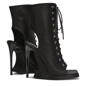 Cape Robbin Bellissa lace up wedge stiletto bootie